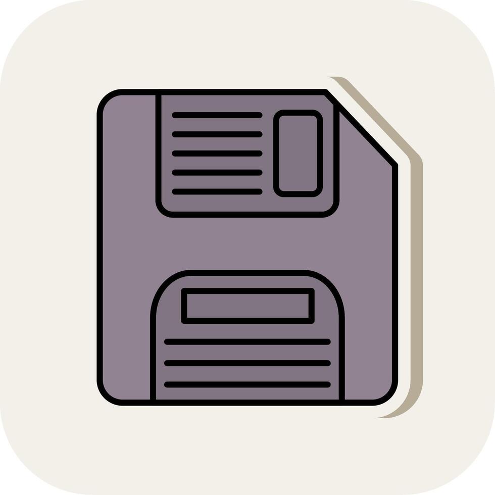 Floppy Disk Line Filled White Shadow Icon vector