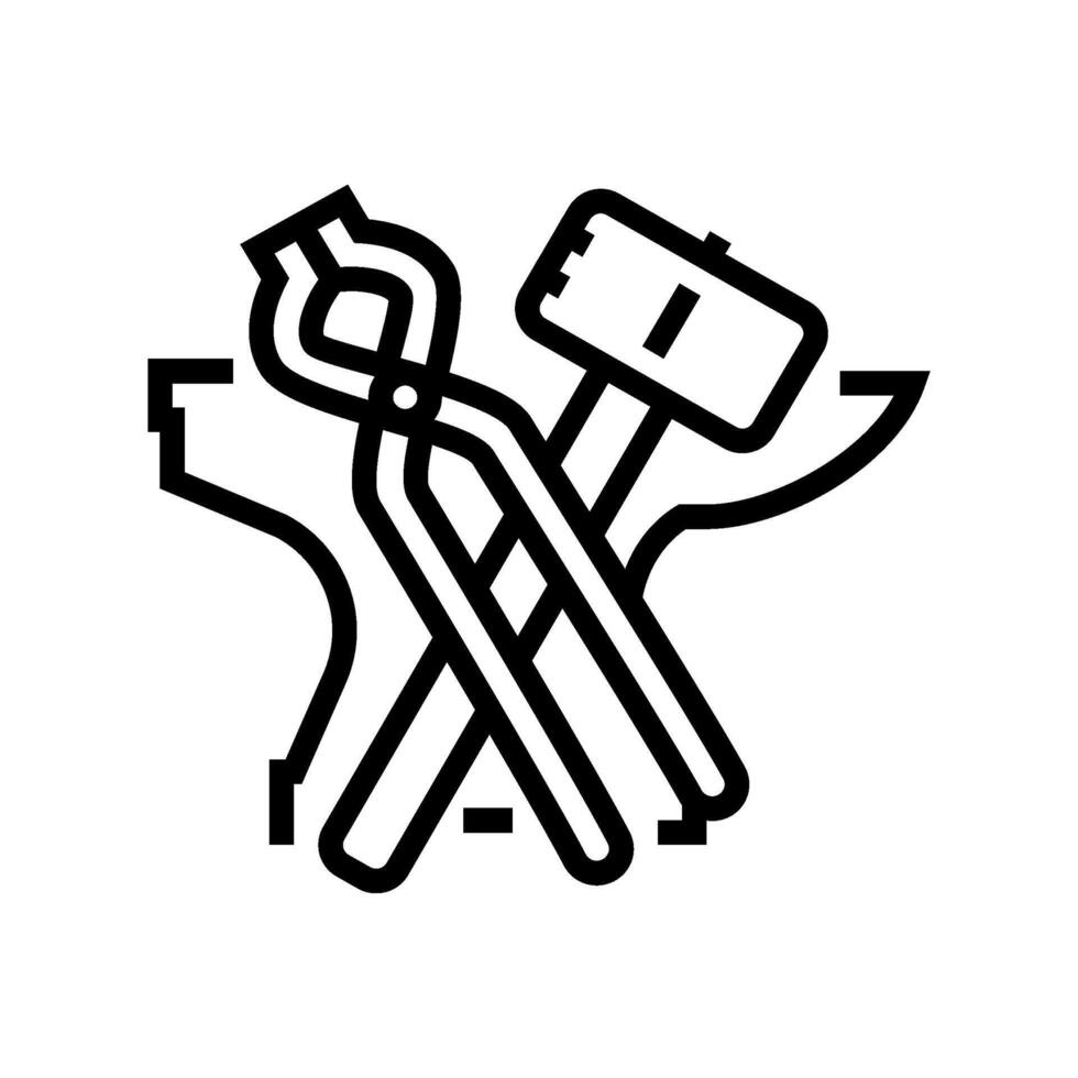 hand forged blacksmith line icon illustration vector