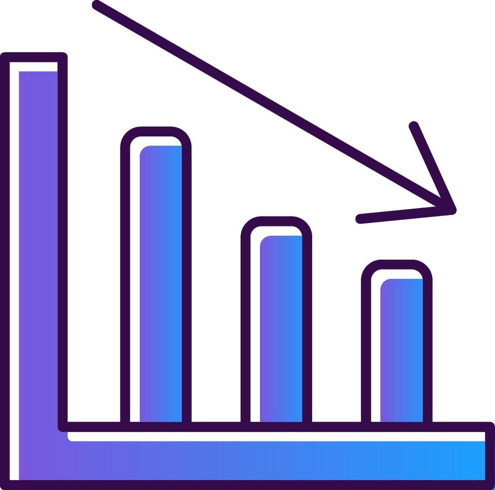 Line chart Gradient Filled Icon vector