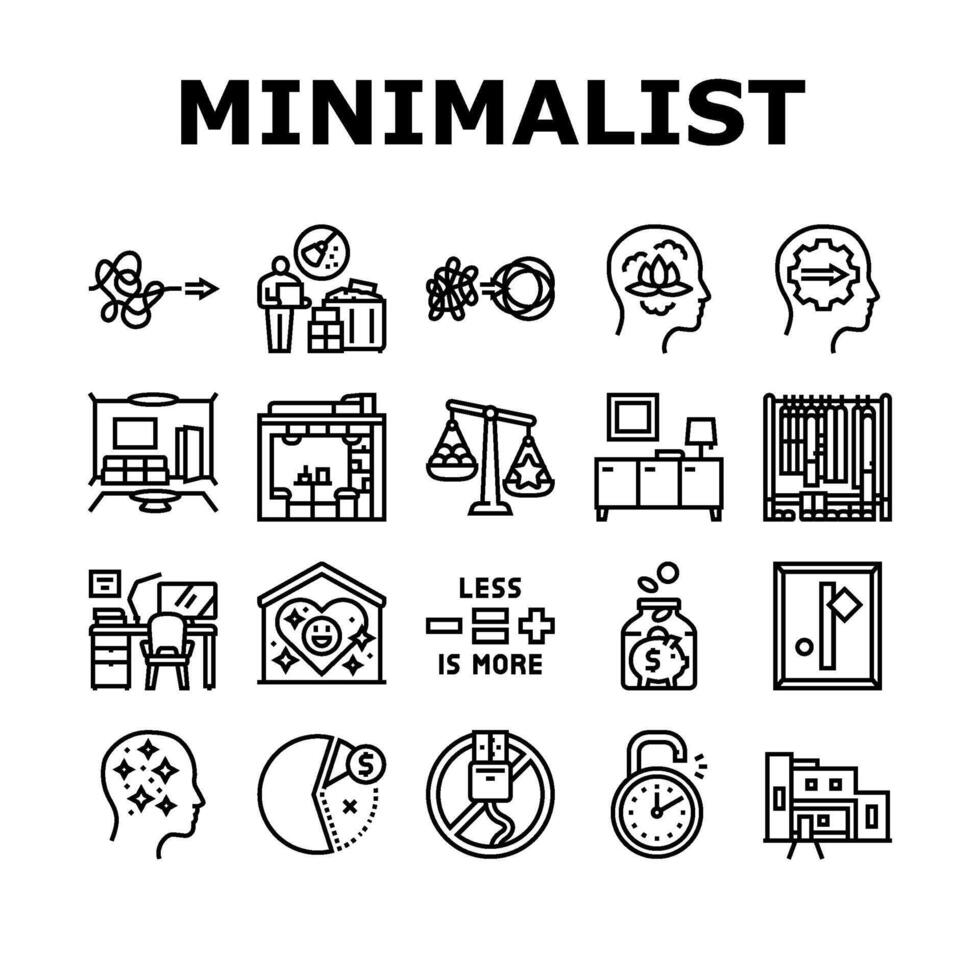 minimalist mind man person icons set vector