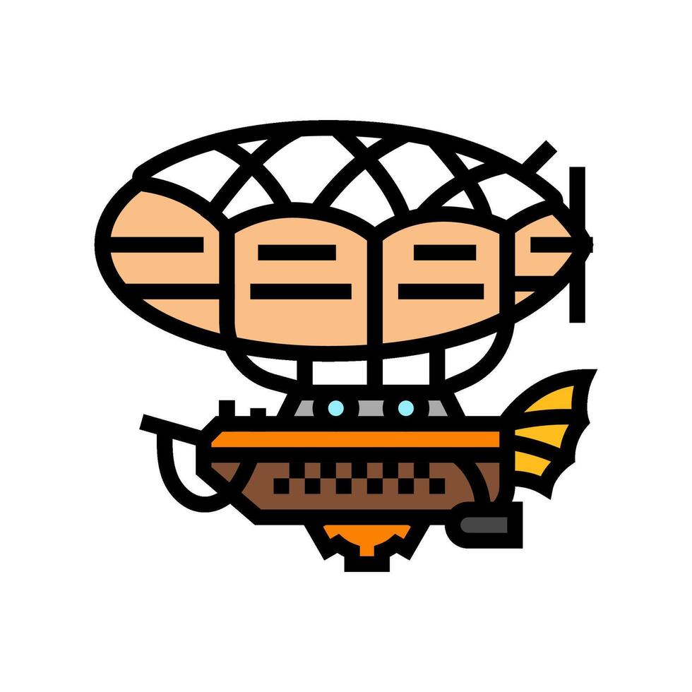 airship steampunk vintage color icon illustration vector