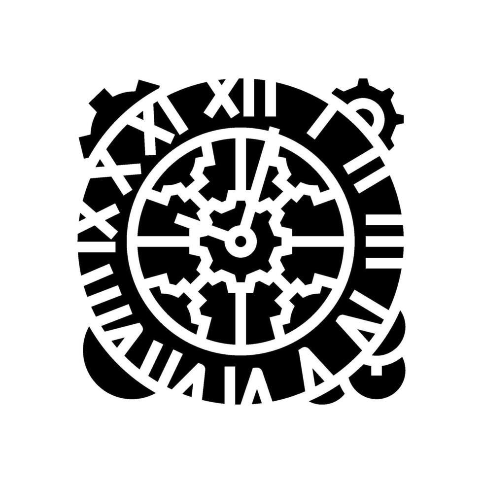 clock steampunk vintage glyph icon illustration vector