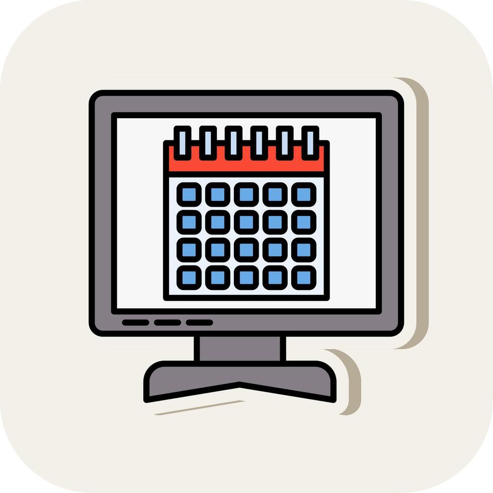 Calendar Line Filled White Shadow Icon vector