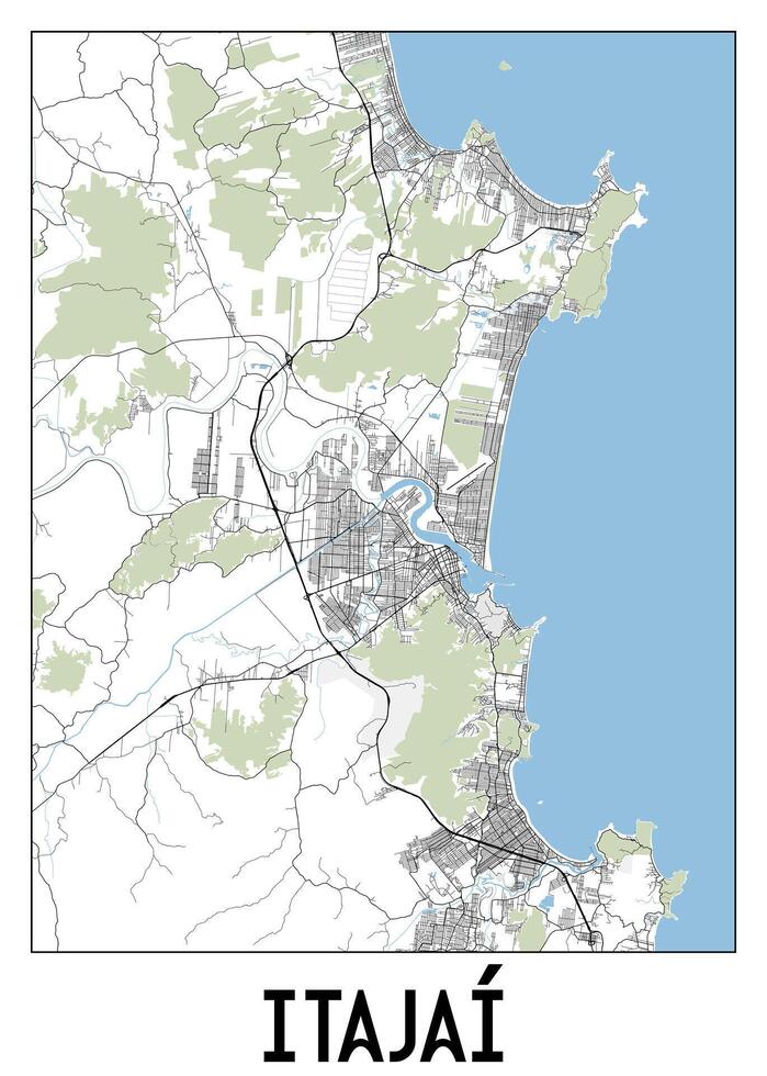 Poster map art of Itajai Brazil vector