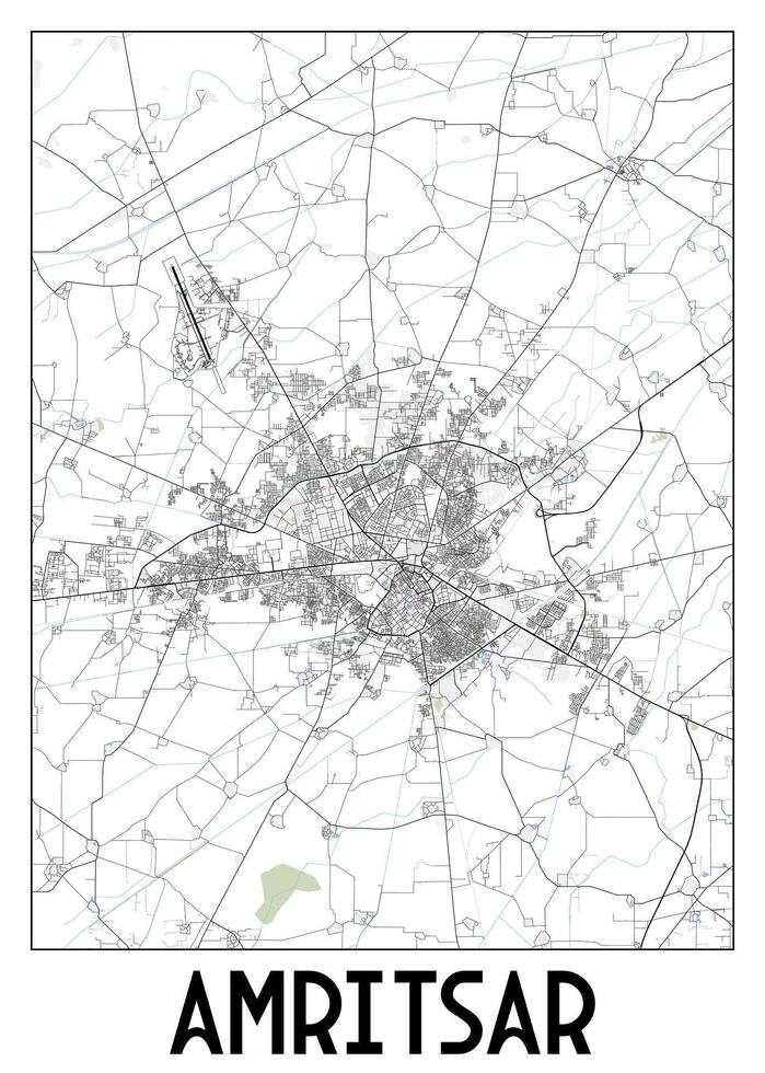 póster mapa Arte de amritsar India vector