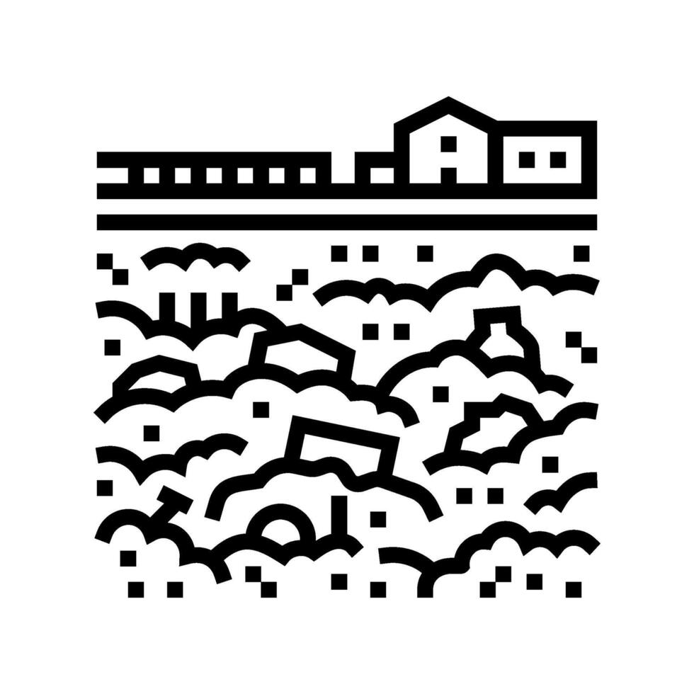 landfill waste sorting line icon illustration vector