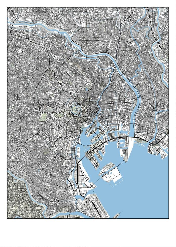 Poster map art of Tokyo, Japan vector