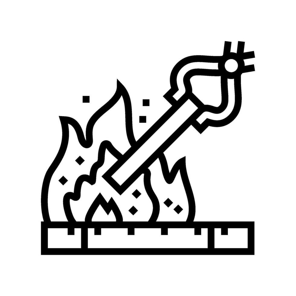 heat treatment blacksmith line icon illustration vector