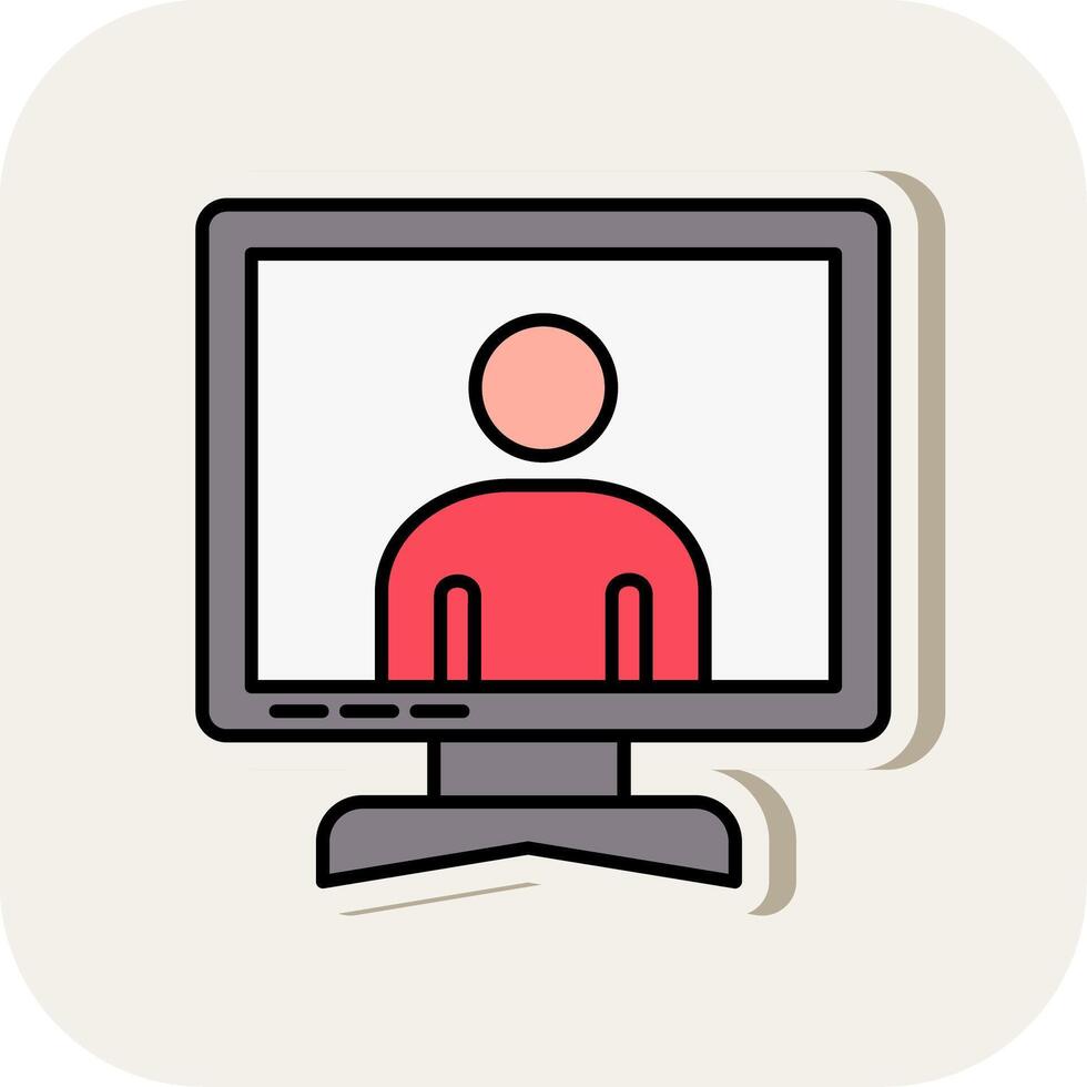 Online Meeting Line Filled White Shadow Icon vector