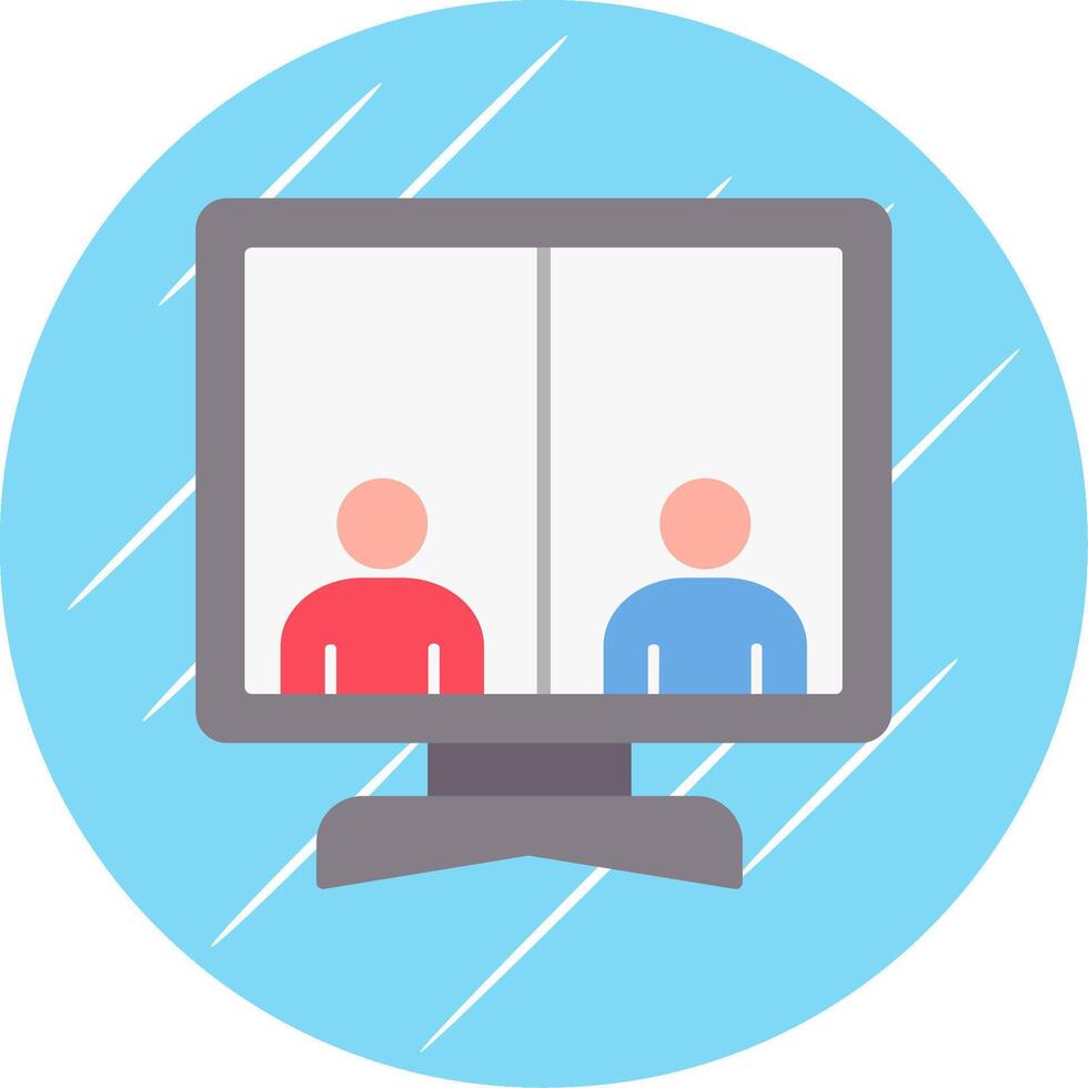Online Meeting Flat Blue Circle Icon vector