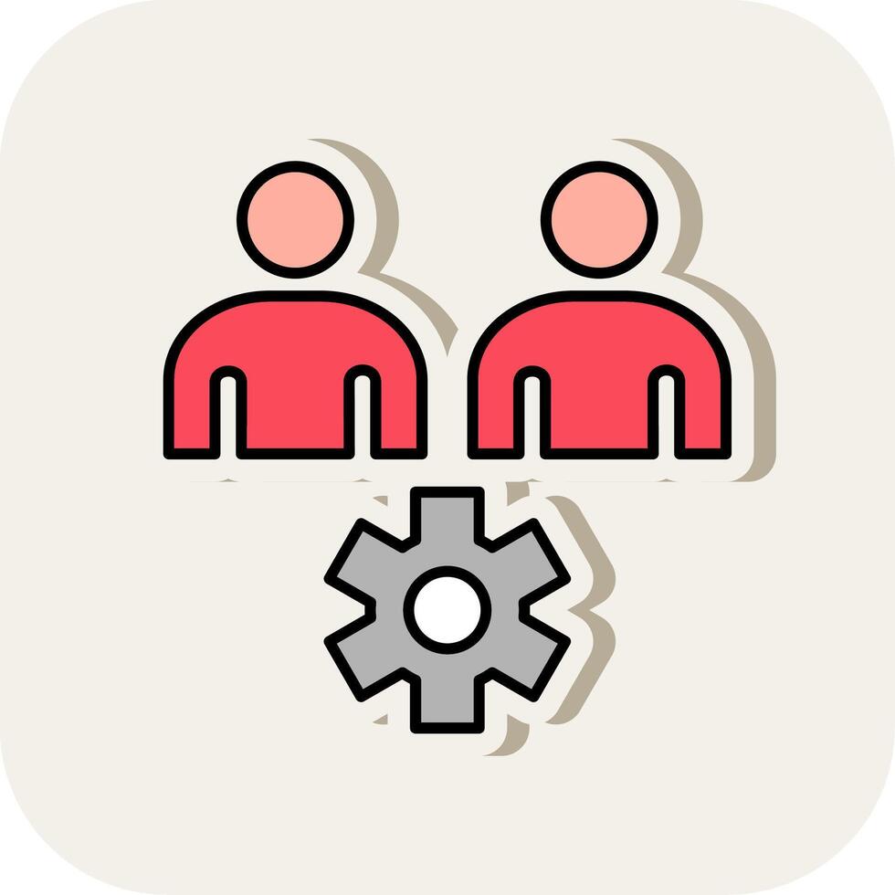 Business People Line Filled White Shadow Icon vector