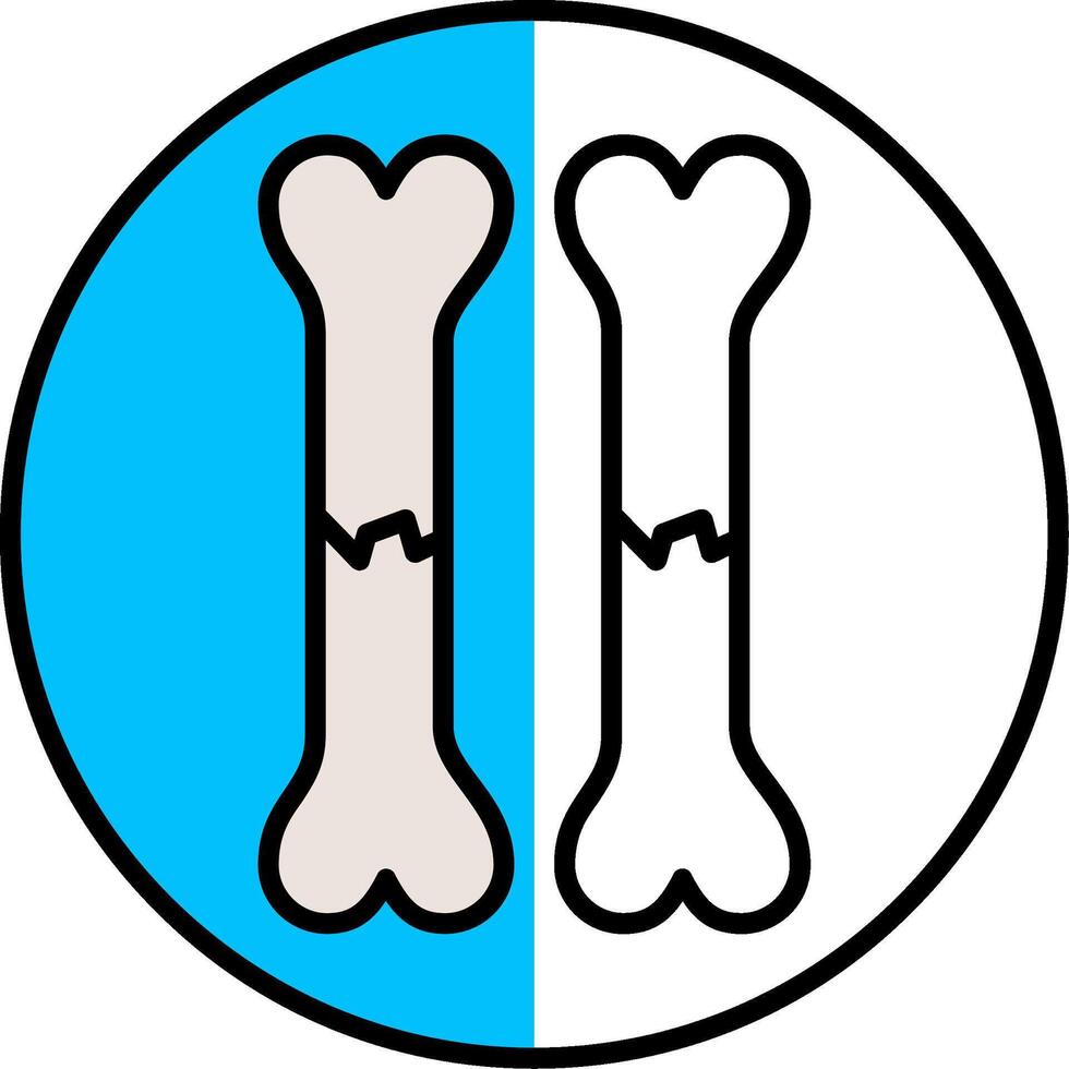 Bone Filled Half Cut Icon vector