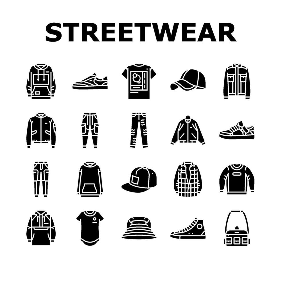 ropa de calle paño Moda urbano íconos conjunto vector