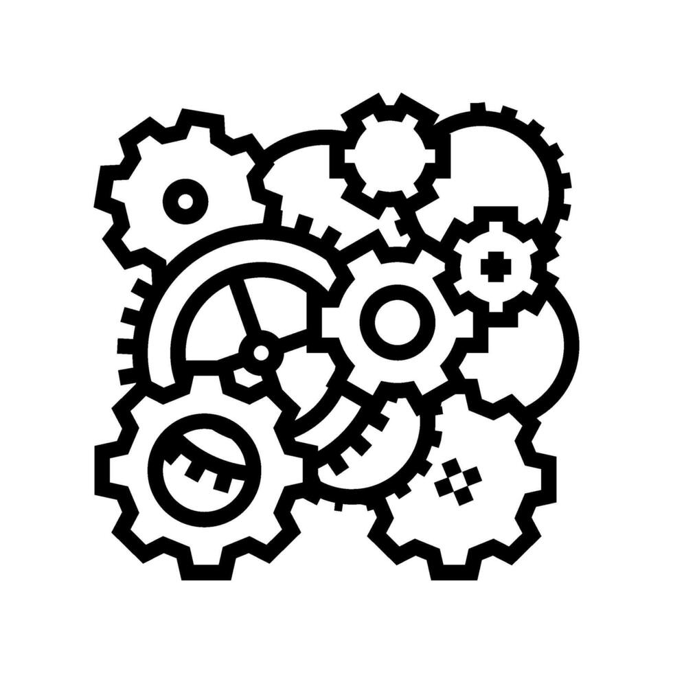 clockwork mechanism steampunk vintage line icon illustration vector