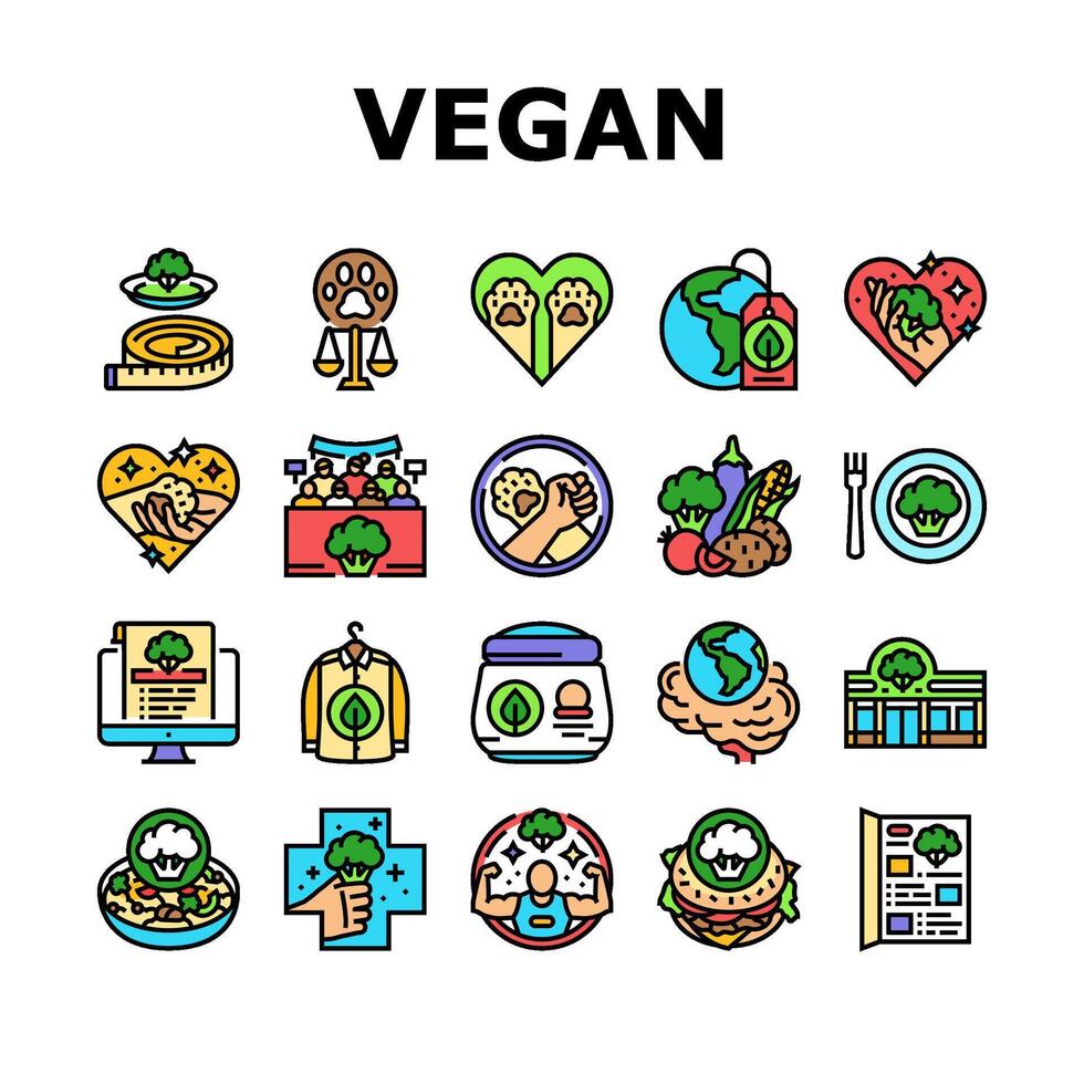 vegano vegetariano comida hoja íconos conjunto vector