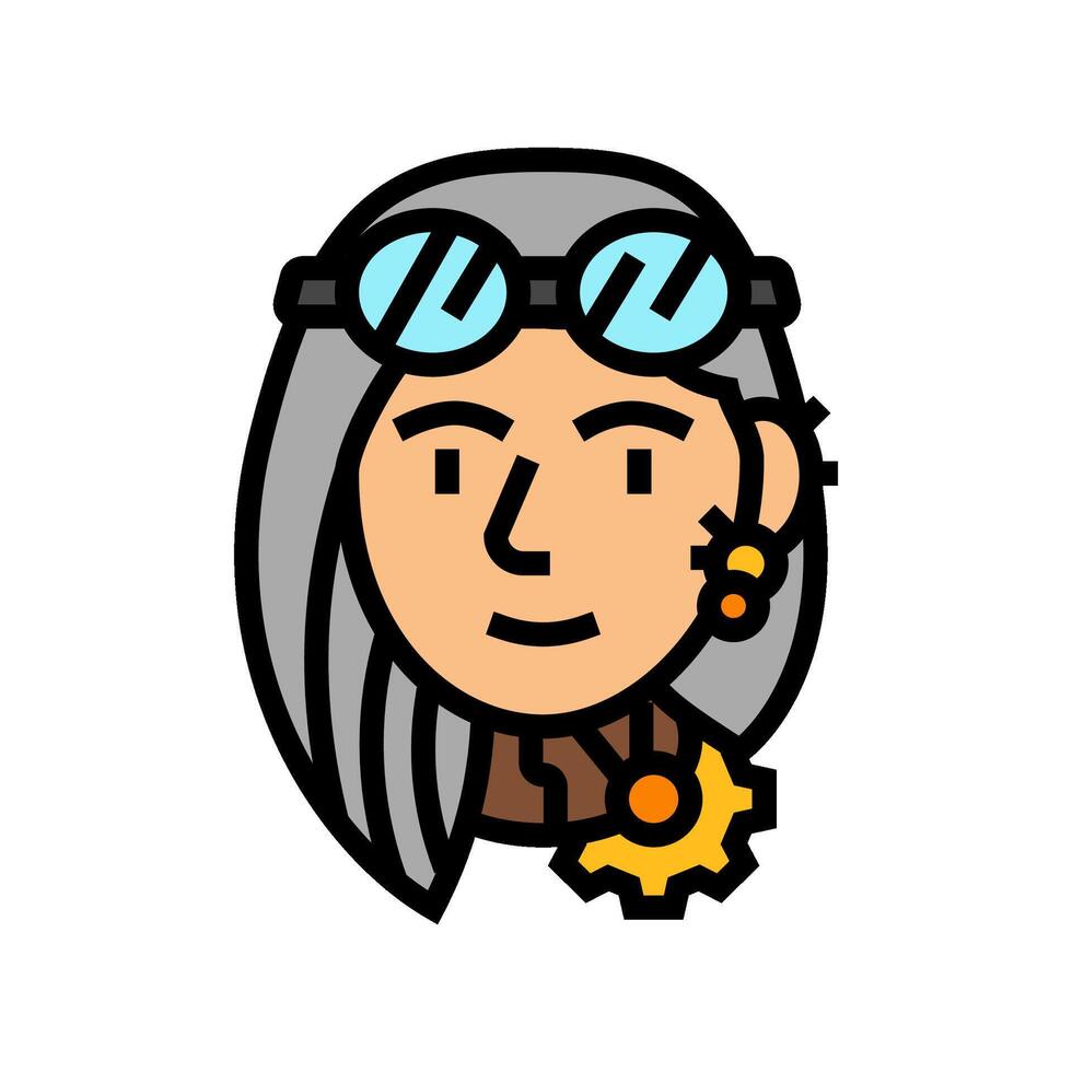 Steampunk Clásico hembra avatar color icono ilustración vector