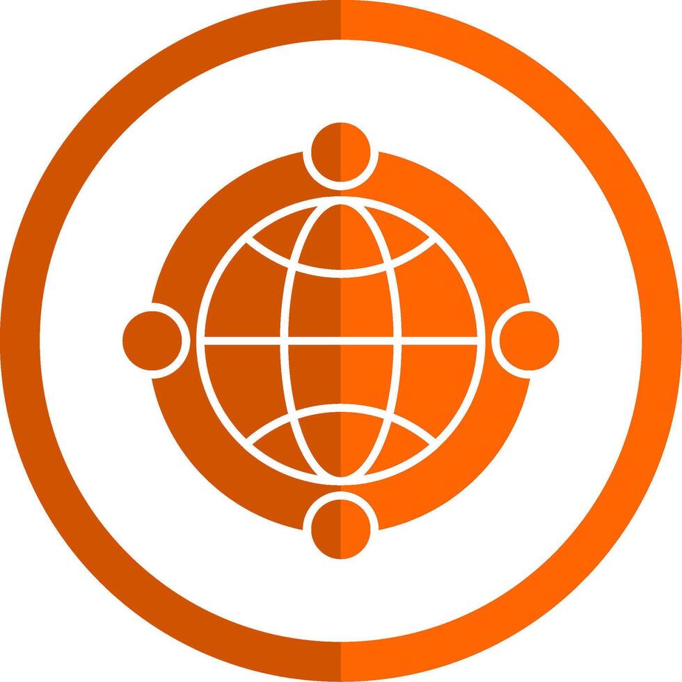 Globe Glyph Orange Circle Icon vector