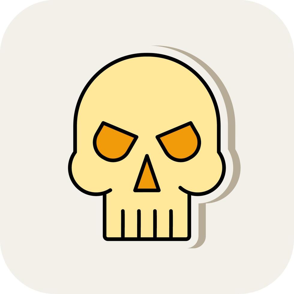 Skull Line Filled White Shadow Icon vector