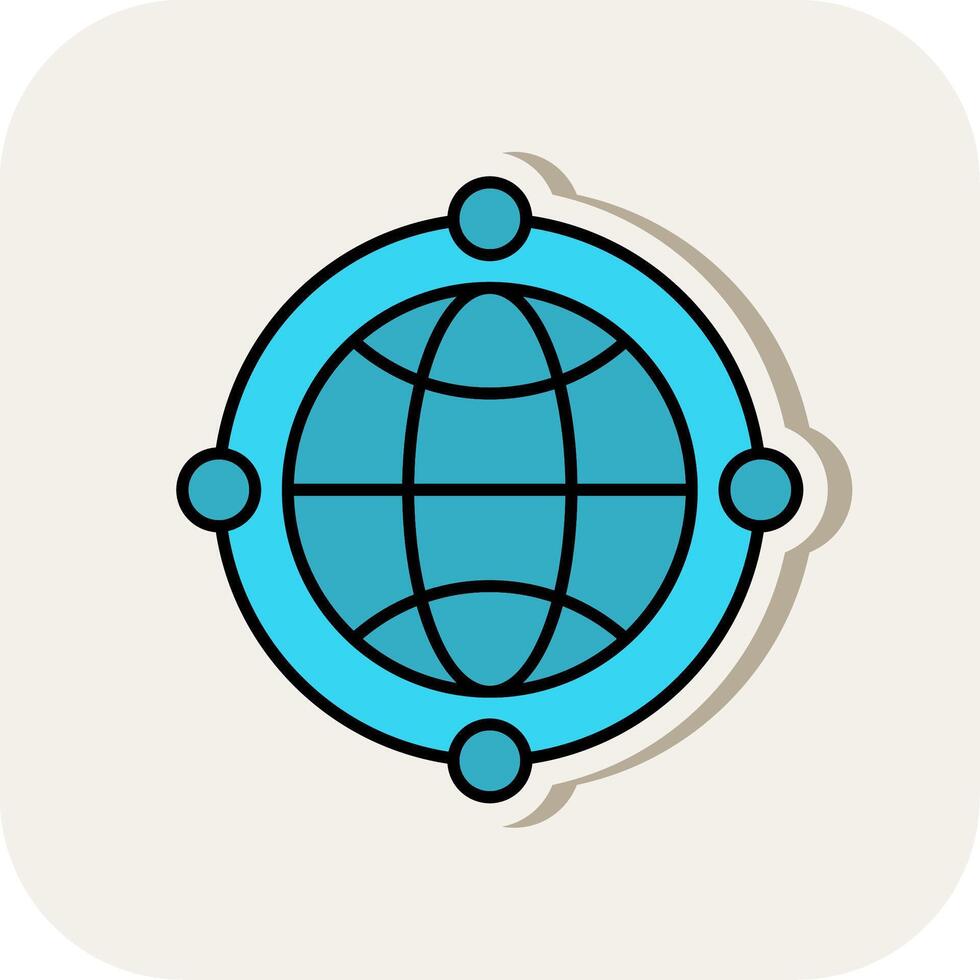 Globe Line Filled White Shadow Icon vector