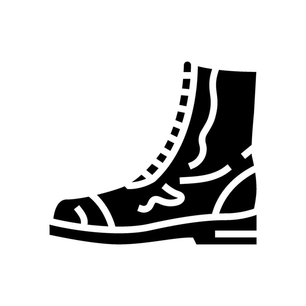 combat boot vintage fashion glyph icon illustration vector