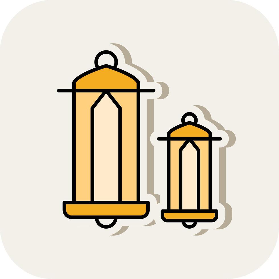 Lantern Line Filled White Shadow Icon vector