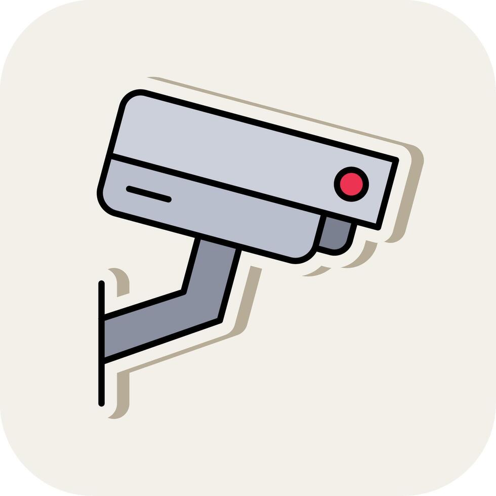 Security Camera Line Filled White Shadow Icon vector