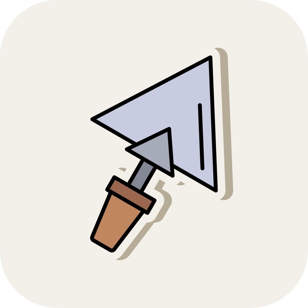 Plastering Trowel Line Filled White Shadow Icon vector