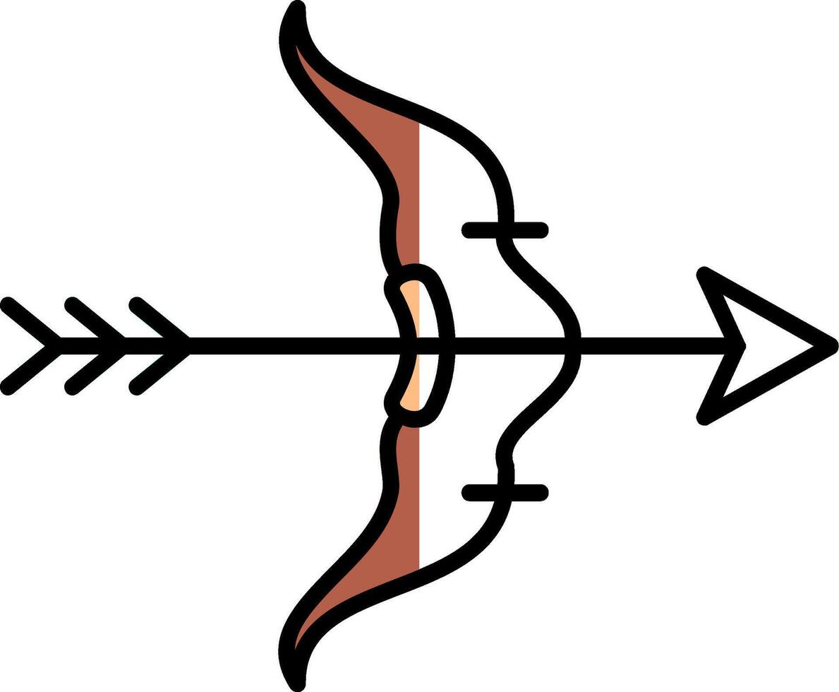 arco y flecha lleno medio cortar icono vector