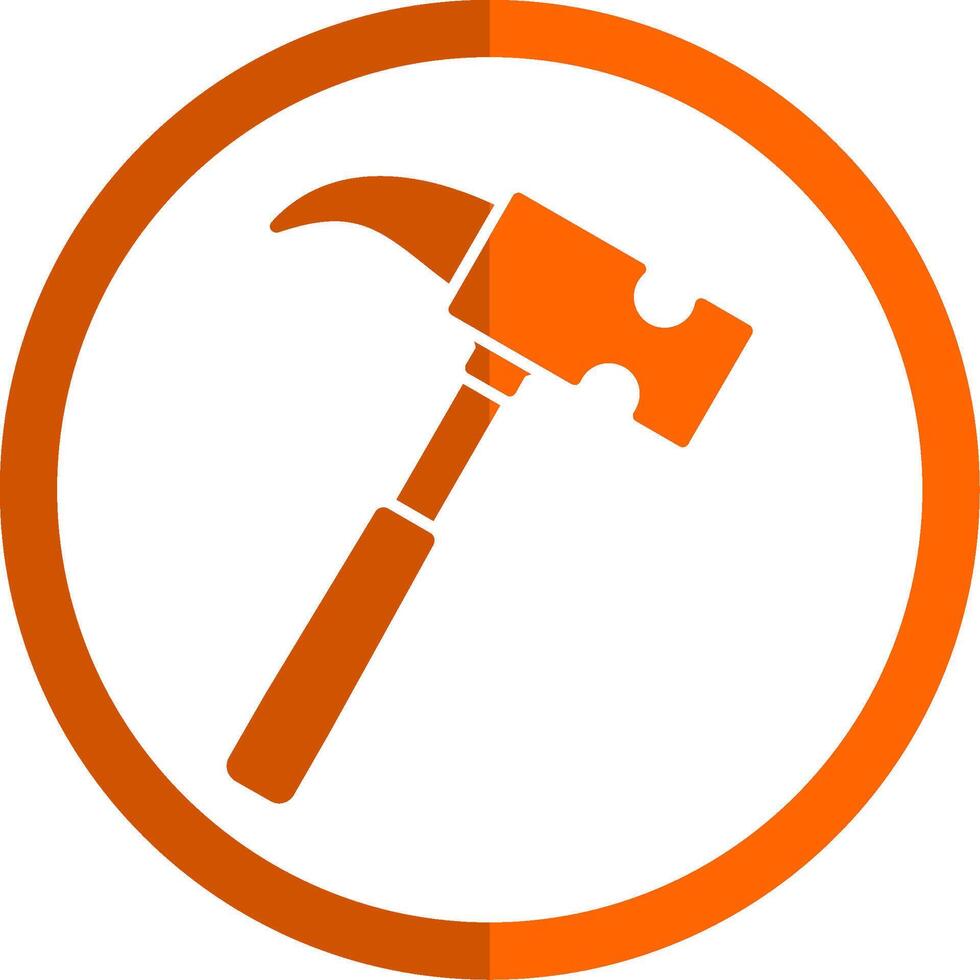 Hammer Glyph Orange Circle Icon vector