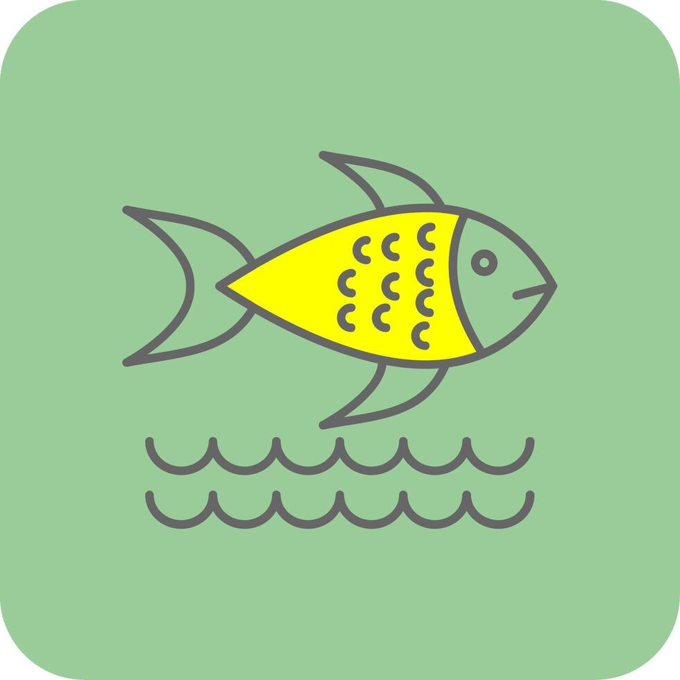 pescado lleno amarillo icono vector