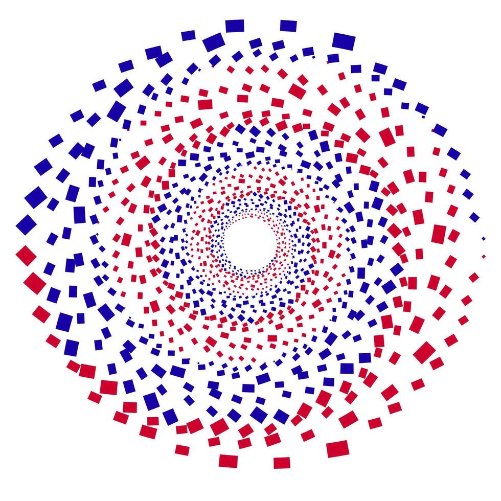 Round spiral in the form of red and blue squares on a white background vector