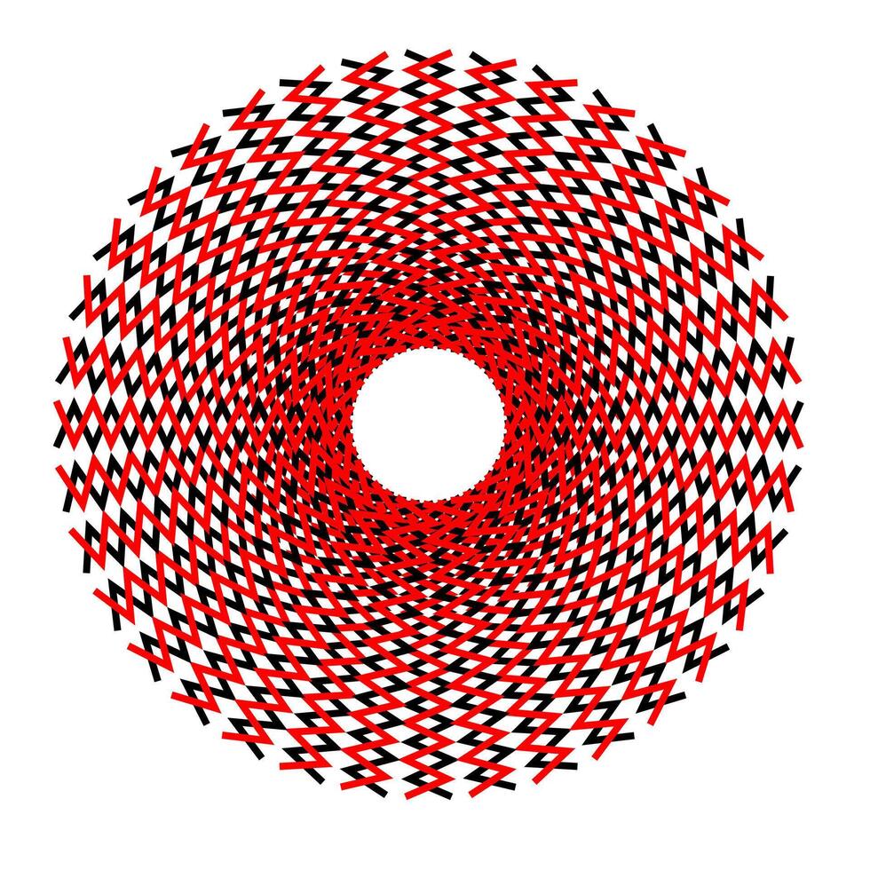abstract round pattern in the form of red and black crosses arranged in