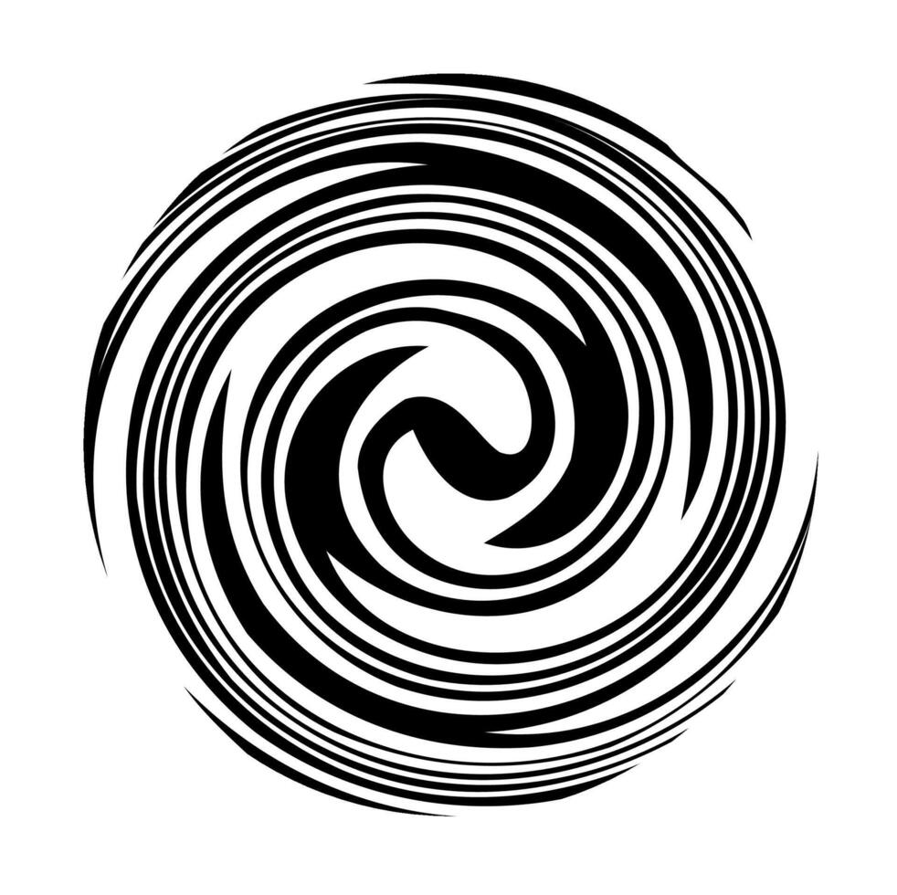 Black round rotating spiral on white background vector