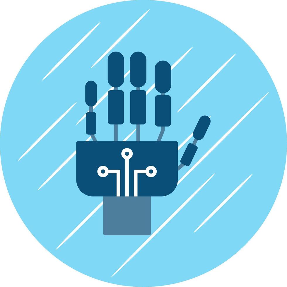 Robotics hand Flat Blue Circle Icon vector