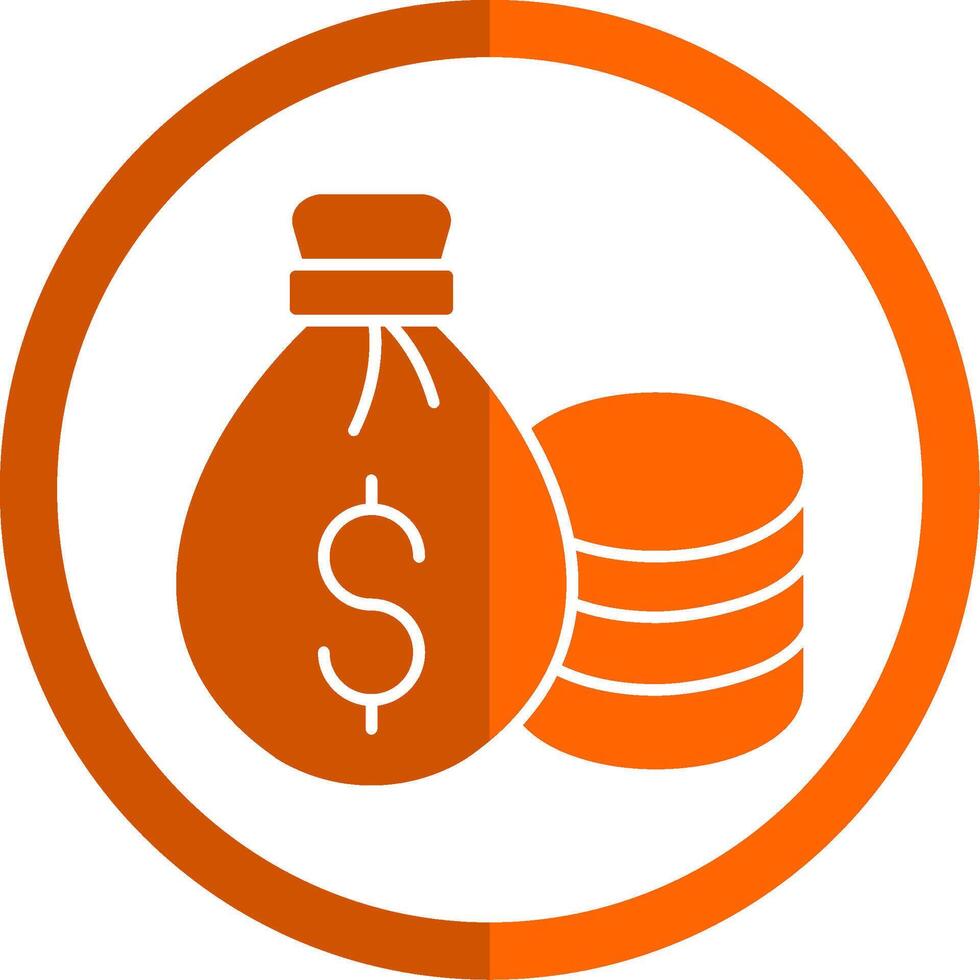 Money Bag Glyph Orange Circle Icon vector