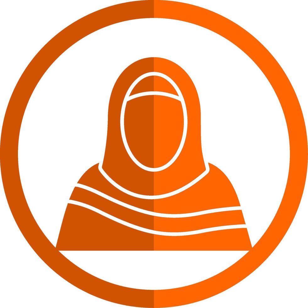 musulmán mujer glifo naranja circulo icono vector