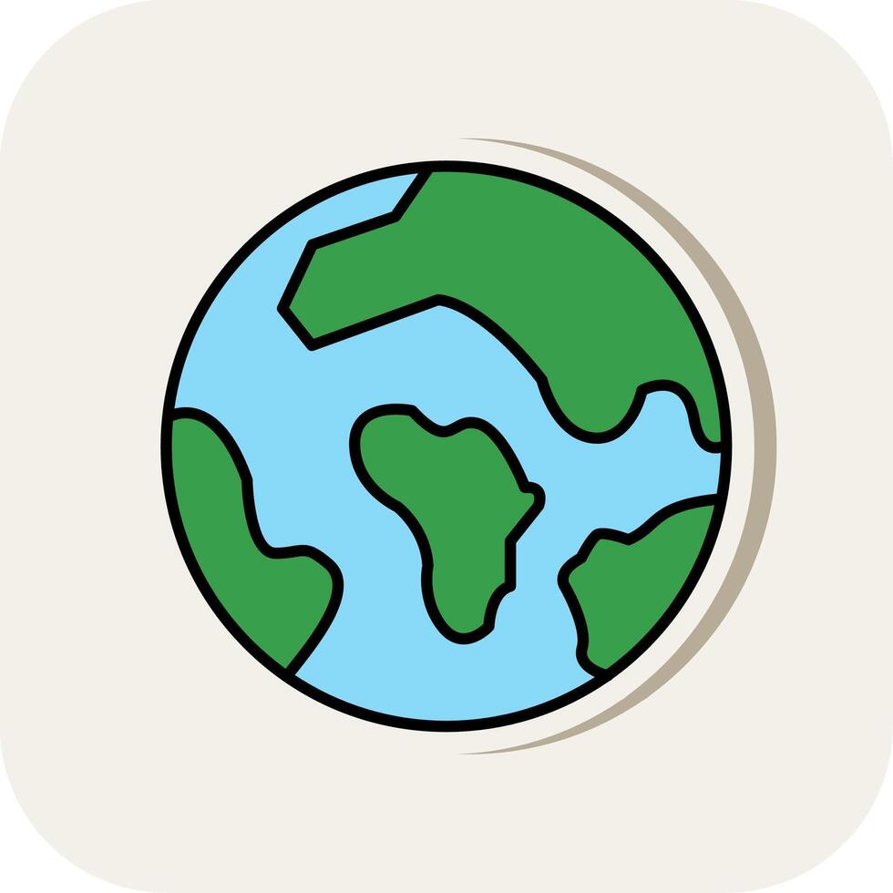 Earth Line Filled White Shadow Icon vector