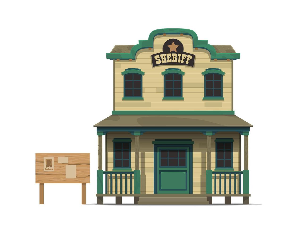 Western sheriff office building of Wild West town vector