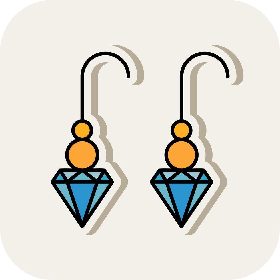 Round Earrings Line Filled White Shadow Icon vector