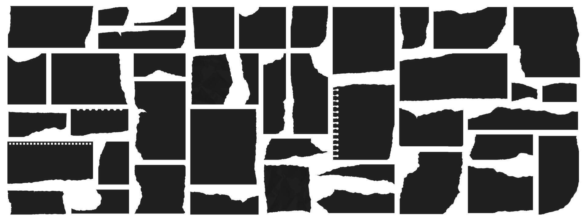Rip stripe, tear black torn paper ragged shred vector
