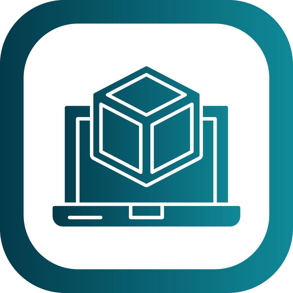 3D Design Glyph Gradient Round Corner Icon vector