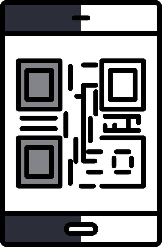 qr código lleno medio cortar icono vector