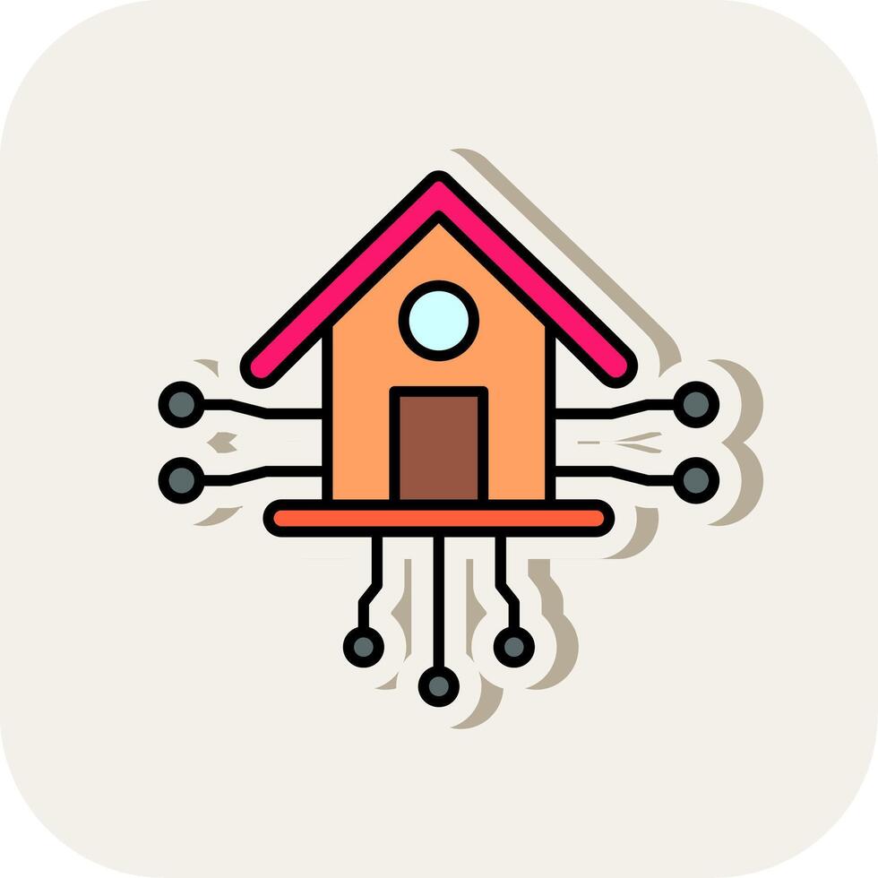 Smart Home Line Filled White Shadow Icon vector