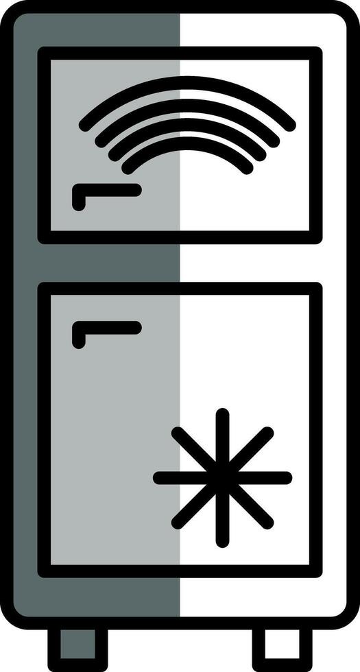 inteligente refrigerador lleno medio cortar icono vector