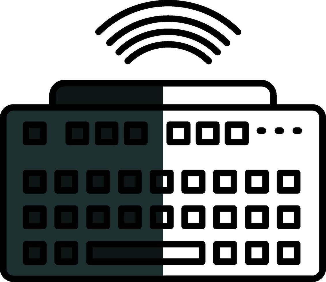 Wireless Keyboard Filled Half Cut Icon vector