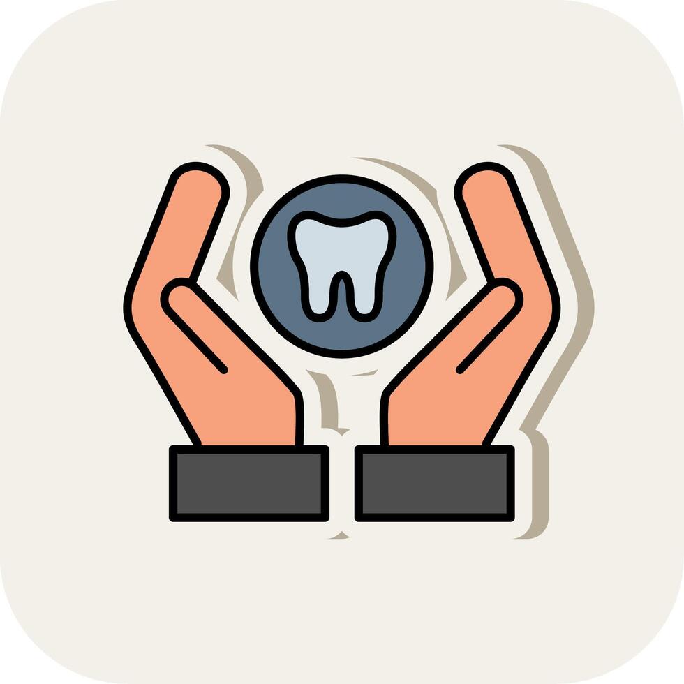 Dental Care Line Filled White Shadow Icon vector