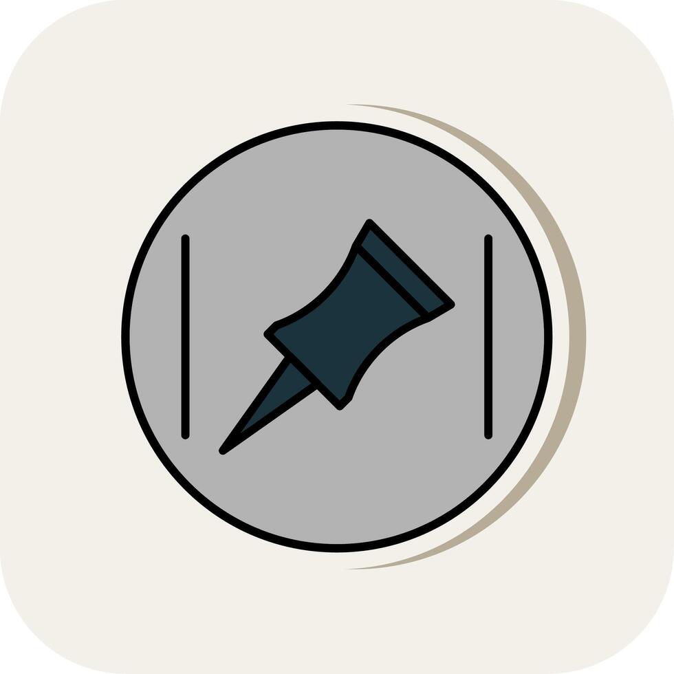 Push Pin Line Filled White Shadow Icon vector