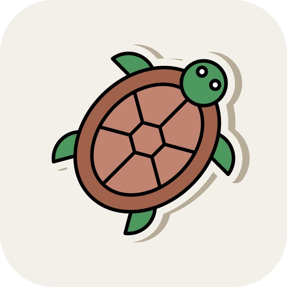 Turtle Line Filled White Shadow Icon vector