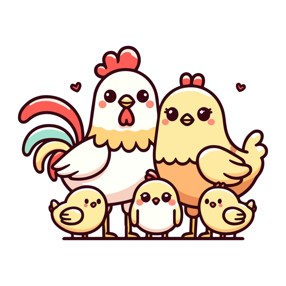 cute icon character happy chicken family png