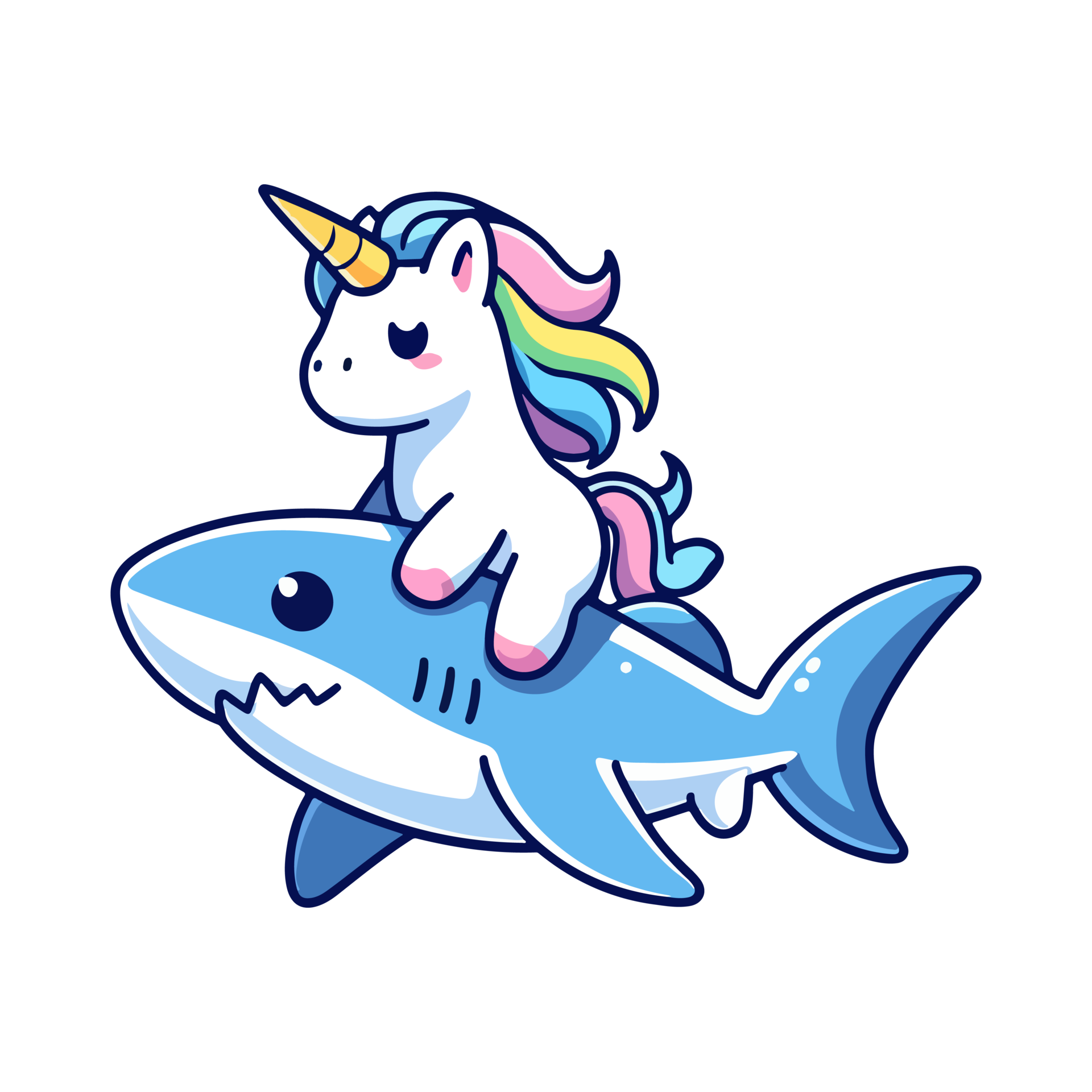 cute icon character unicorn riding shark 42817559 PNG